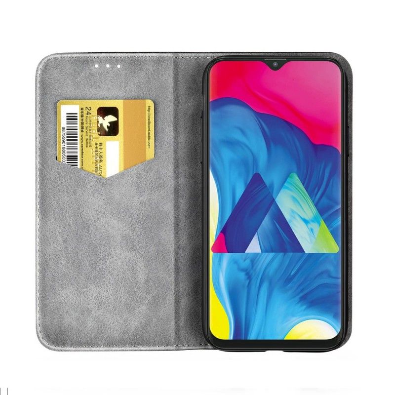 Flip Kotelot Samsung Galaxy A10 Punainen Harmaa Puhelinkuoret Musta Painike Tekonahkaa