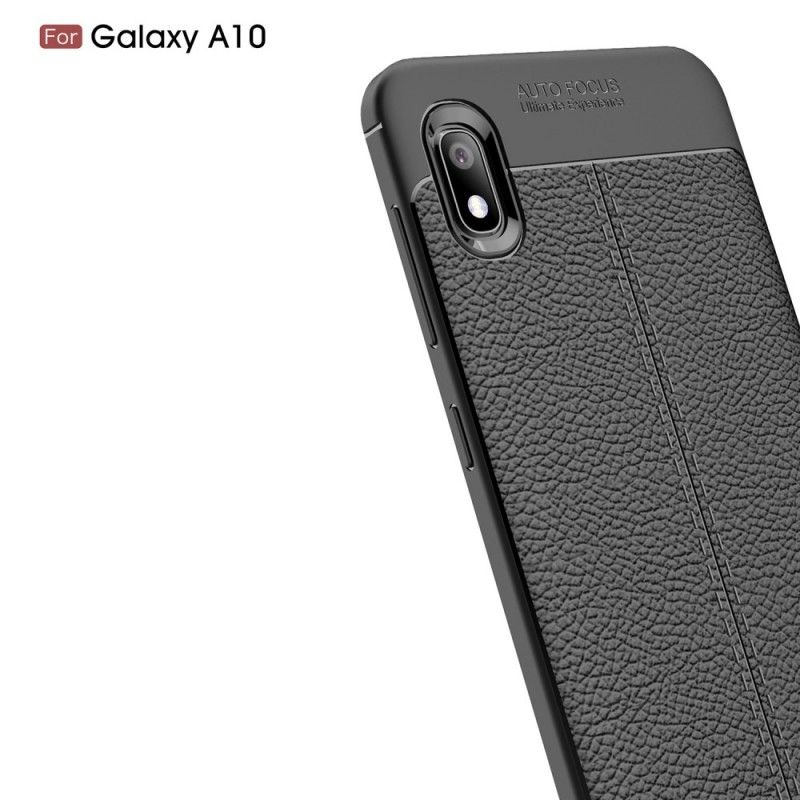 Kuori Samsung Galaxy A10 Punainen Musta Kaksilinjainen Litsi Nahkaa Suojakuori