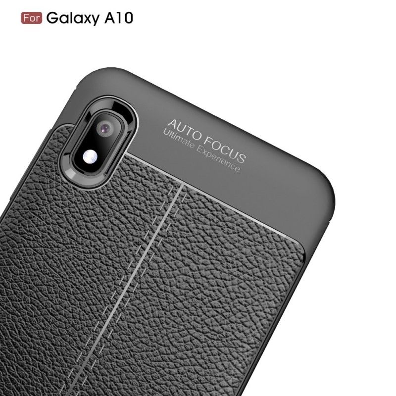 Kuori Samsung Galaxy A10 Punainen Musta Kaksilinjainen Litsi Nahkaa Suojakuori