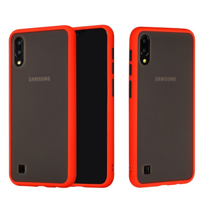 Kuori Samsung Galaxy A10 Valkoinen Musta Hybridi. Jossa On Värilliset Reunat