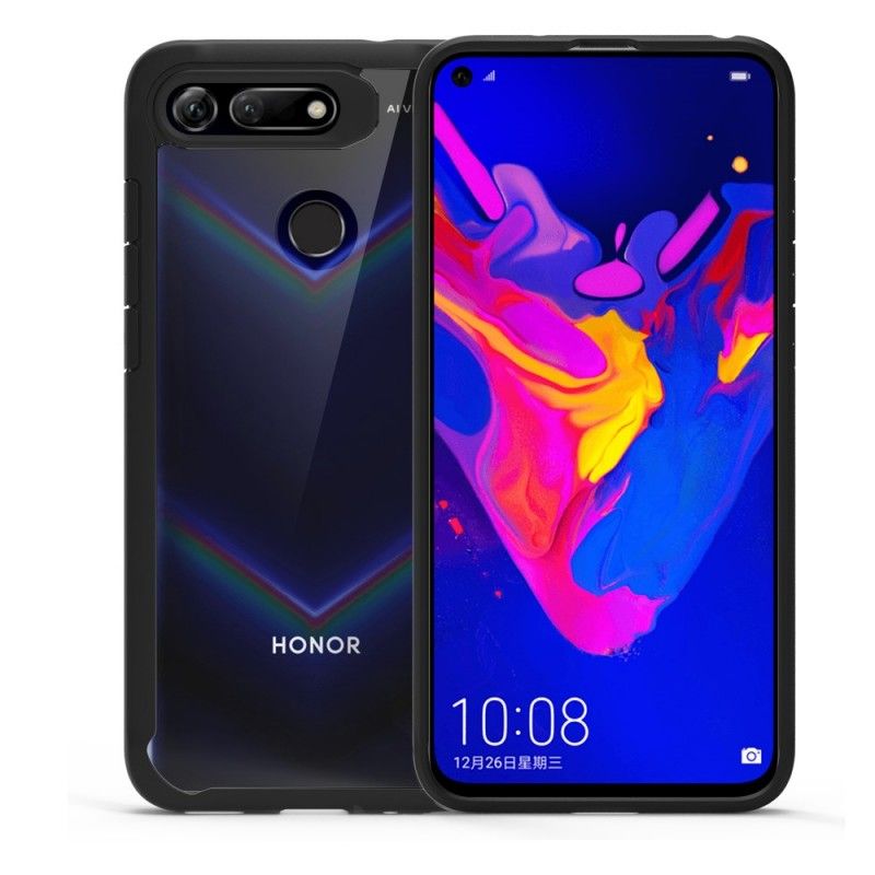 Kuori Honor View 20 Punainen Musta Läpinäkyvät Iskunkestävät Reunat Suojakuori