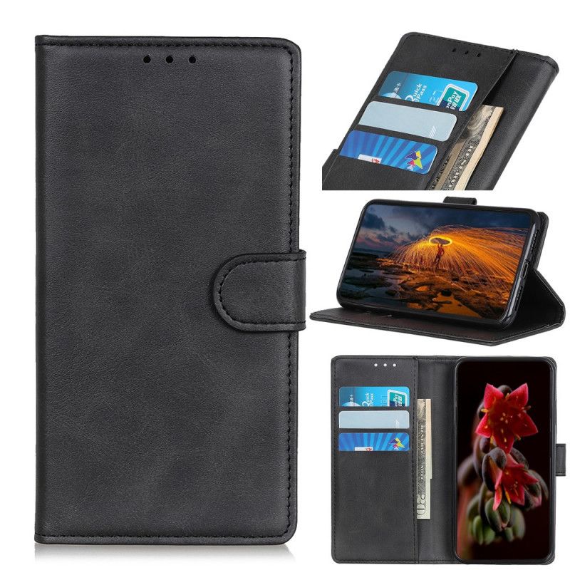 Flip Case Samsung Galaxy Note 10 Lite Musta Matta Nahkaa