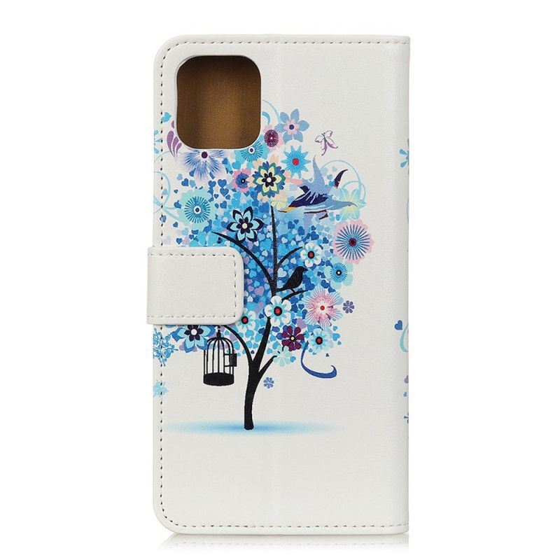 Flip Case Samsung Galaxy Note 10 Lite Oranssi Valkoinen Kukkiva Puu