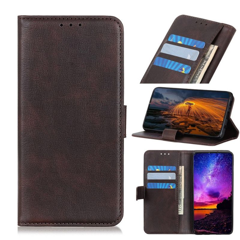 Flip Case Samsung Galaxy Note 10 Lite Punainen Musta Litsi-Keinonahka