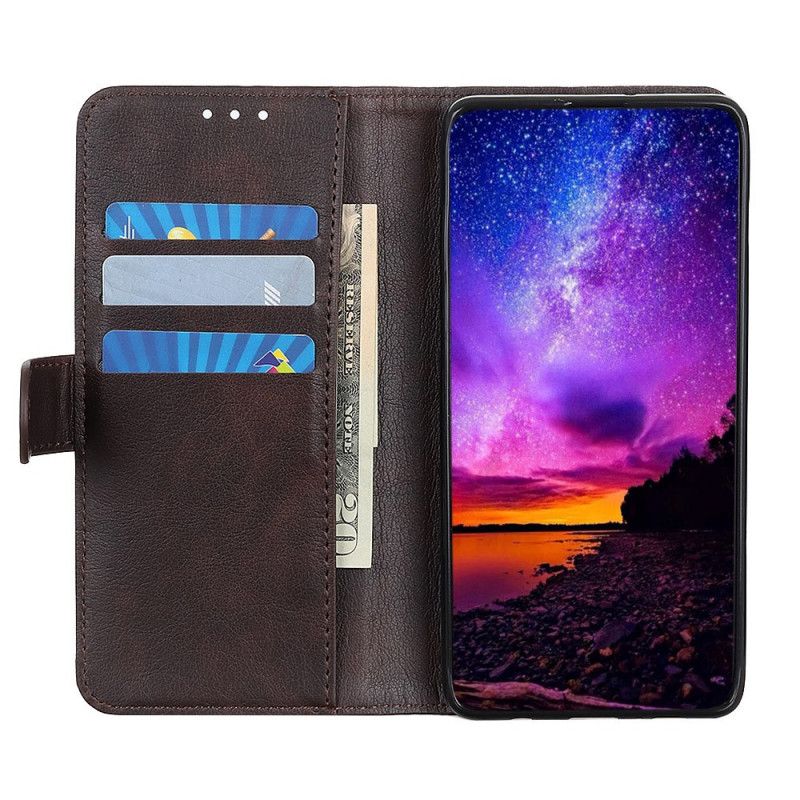 Flip Case Samsung Galaxy Note 10 Lite Punainen Musta Litsi-Keinonahka