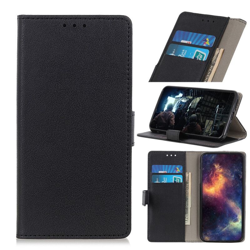 Flip Case Samsung Galaxy Note 10 Lite Valkoinen Musta Klassinen Tekonahka