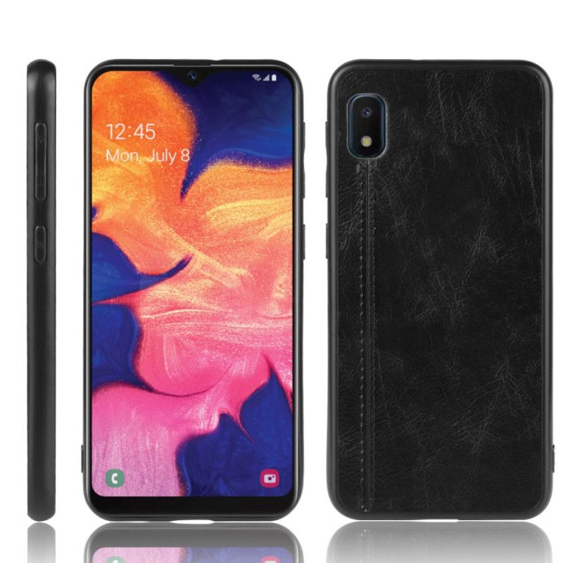 Kuori Samsung Galaxy A10e Punainen Musta Ommeltu Nahkaefekti