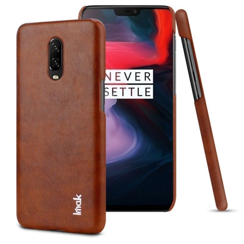 Case Kuoret OnePlus 6T Kahvi Musta Puhelinkuoret Imak Ruiyi -Sarjan Nahkaefekti