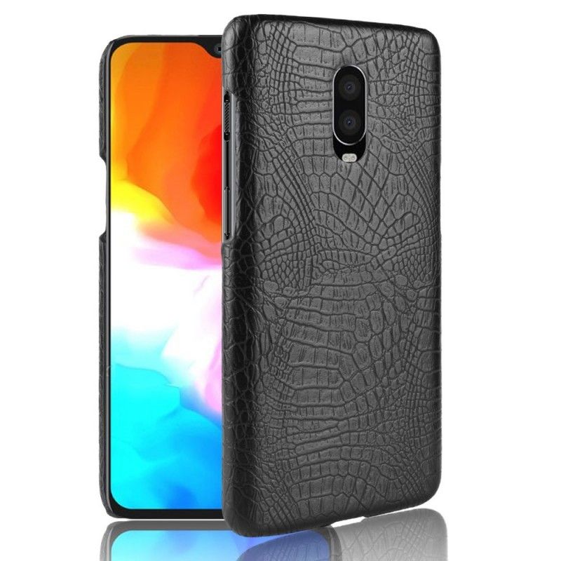 Case Kuoret OnePlus 6T Punainen Musta Puhelinkuoret Krokotiilin Ihovaikutus