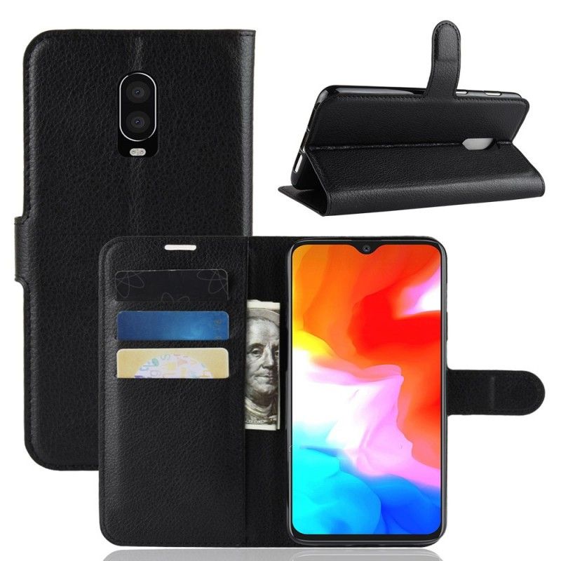 Flip Case OnePlus 6T Valkoinen Musta Klassikko