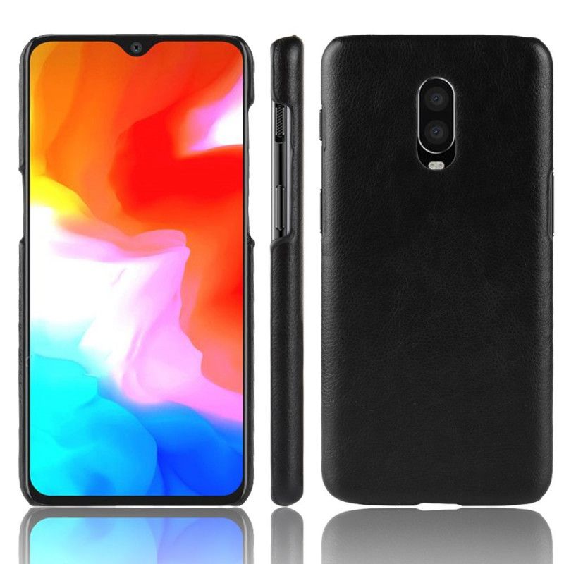 Kuori OnePlus 6T Kahvi Musta Suorituskykyinen Litsi Nahkainen Vaikutus