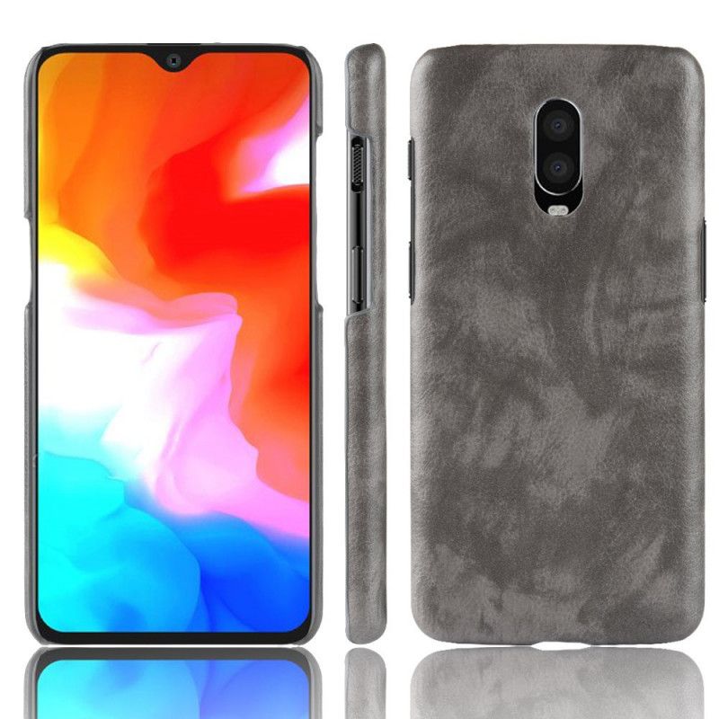 Kuori OnePlus 6T Kahvi Musta Suorituskykyinen Litsi Nahkainen Vaikutus