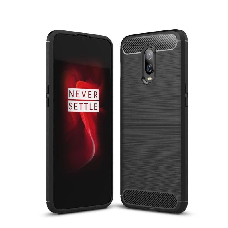 Kuori OnePlus 6T Punainen Musta Harjattu Hiilikuitu