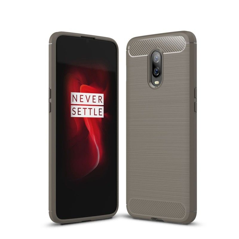 Kuori OnePlus 6T Punainen Musta Harjattu Hiilikuitu