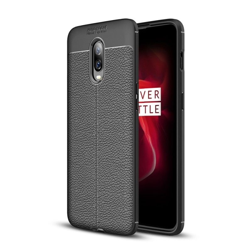 Kuori OnePlus 6T Punainen Musta Kaksilinjainen Litsi Nahkainen Vaikutus Suojakuori