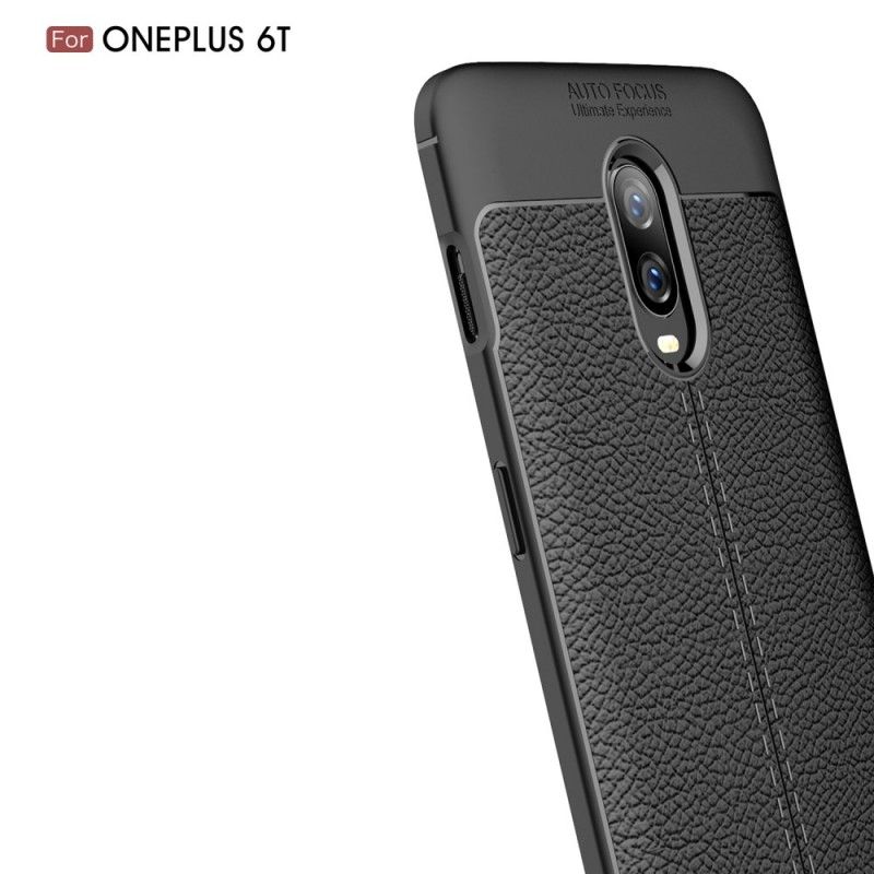 Kuori OnePlus 6T Punainen Musta Kaksilinjainen Litsi Nahkainen Vaikutus Suojakuori