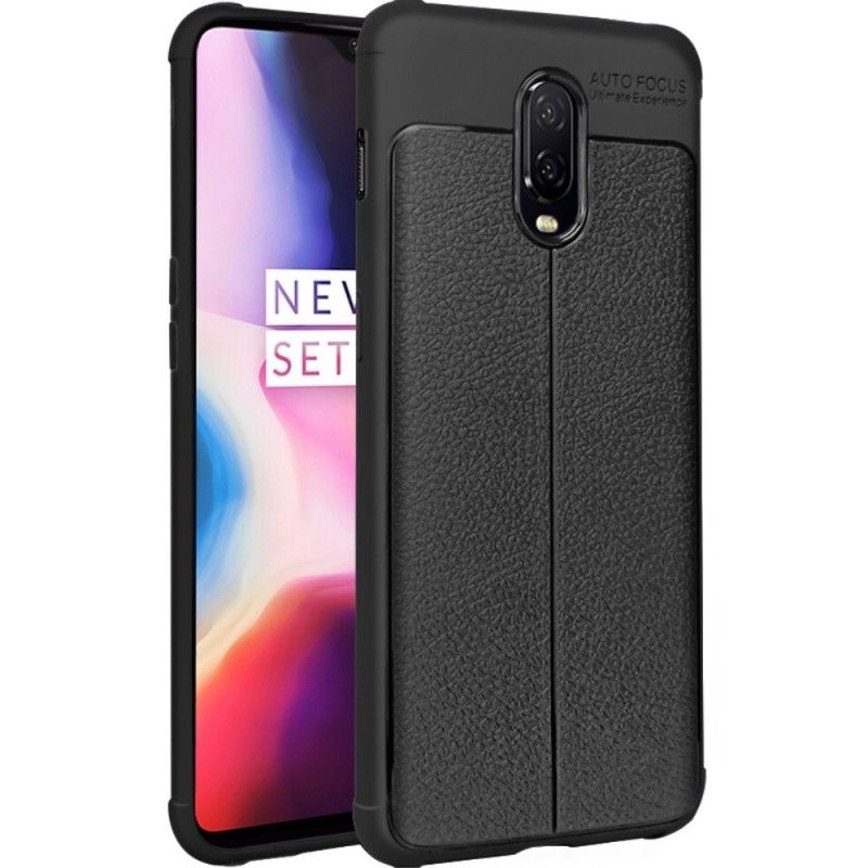 Kuori OnePlus 6T Tummansininen Musta Imak-Tekonahkaa Ompelemalla