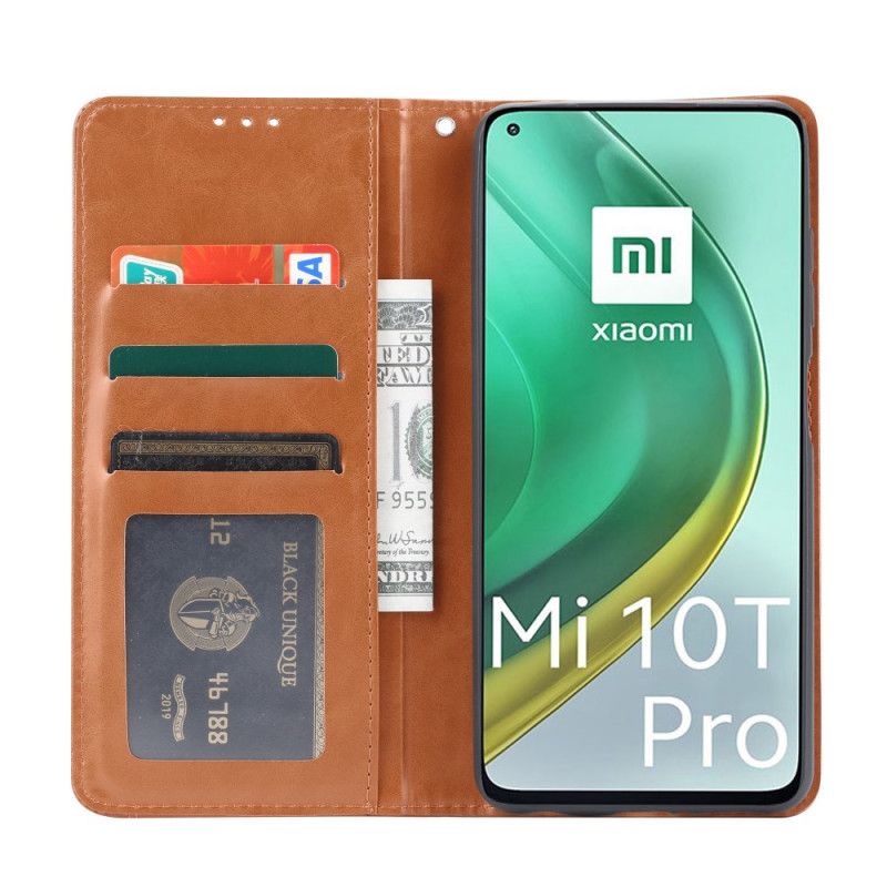 Flip Kotelot Xiaomi Mi 10T / 10T Pro Punainen Musta Tekonahkakorttikotelo Suojakuori