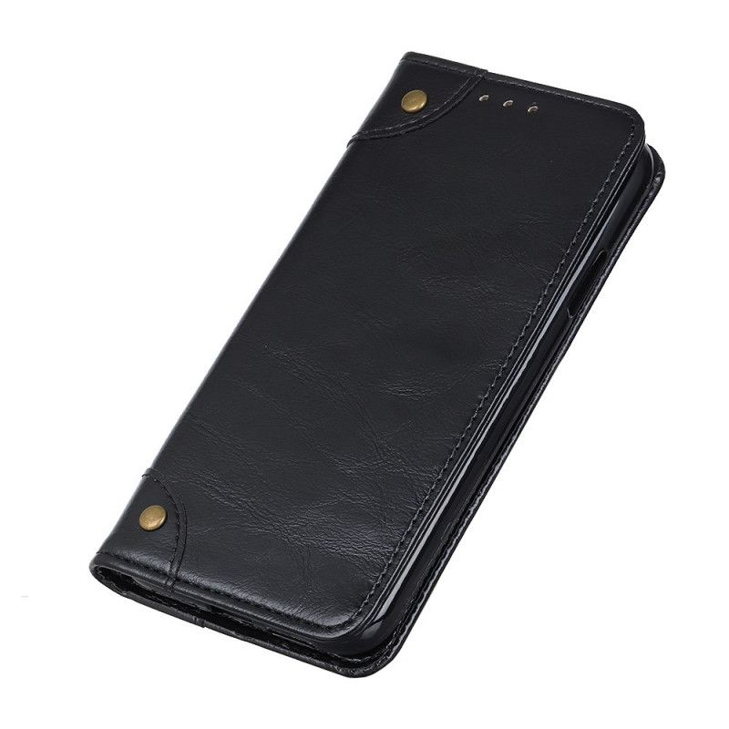 Flip Kotelot Xiaomi Mi 10T / 10T Pro Tummansininen Musta Vintage Split Split -Niitit