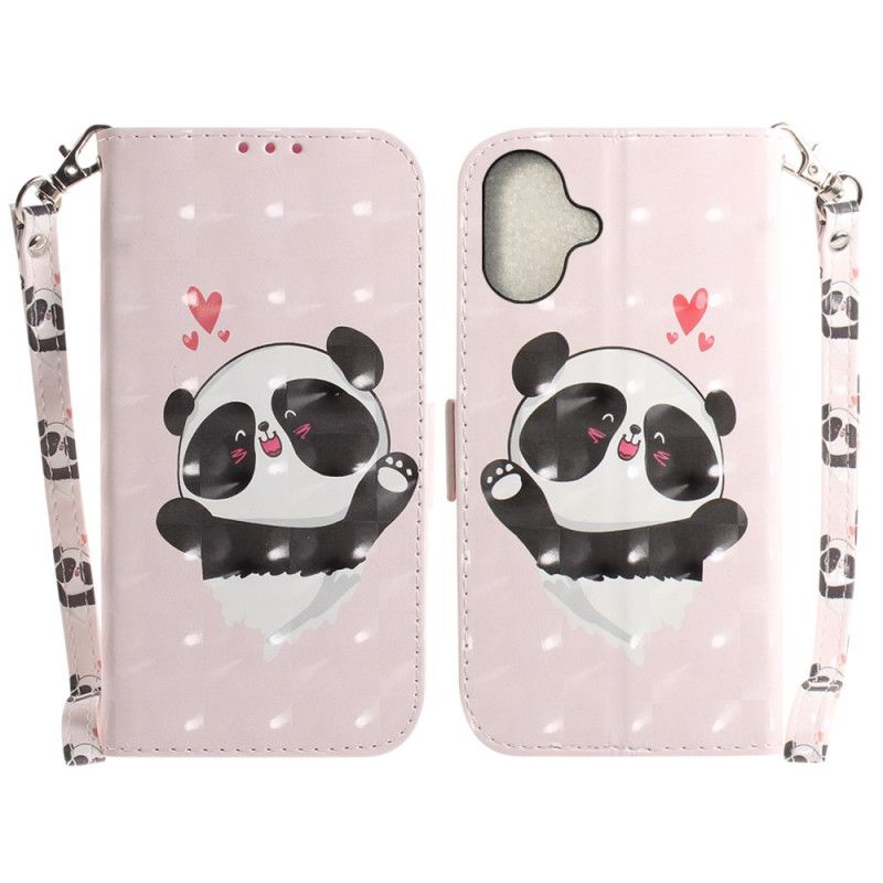 Kotelot iPhone 16 Plus Panda Love Hihnalla