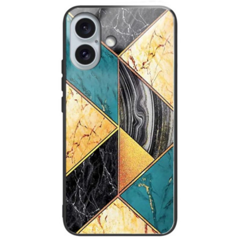 Kuori iPhone 16 Plus Tempered Glass Marble Burst