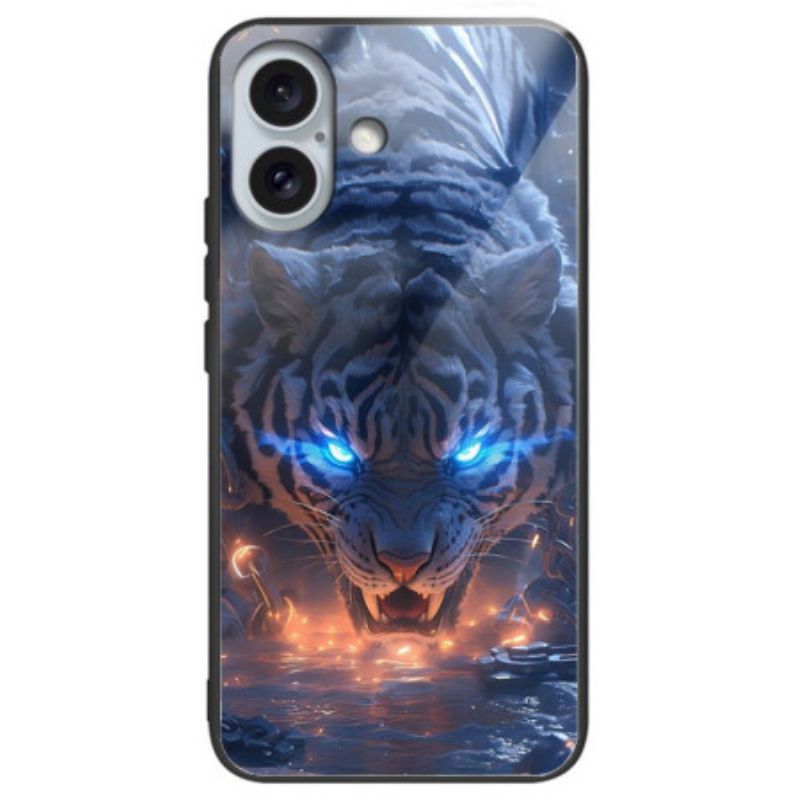 Kuori iPhone 16 Plus Tiger Printed Tempered Glass Suojakuori