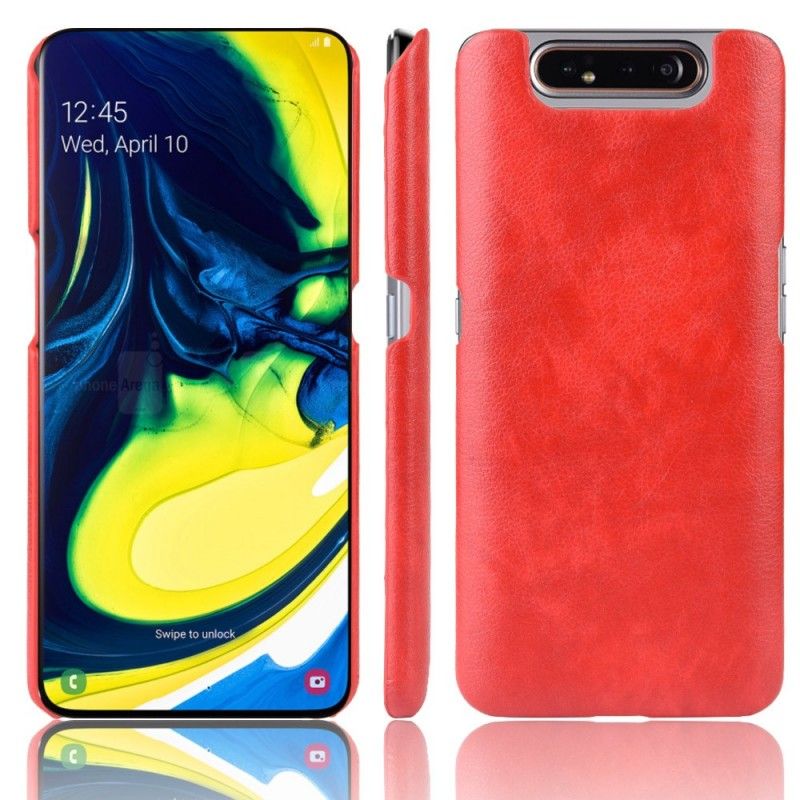 Case Kuoret Samsung Galaxy A80 / A90 Punainen Musta Puhelinkuoret Litsi Nahkaa