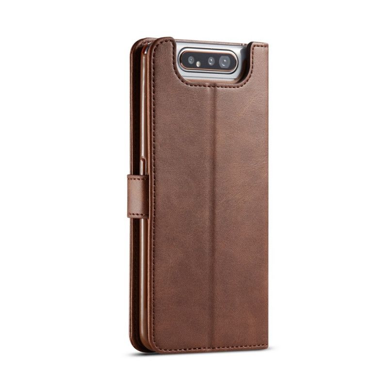 Flip Case Samsung Galaxy A80 / A90 Harmaa Musta Lcimeeke-Nahkaefekti