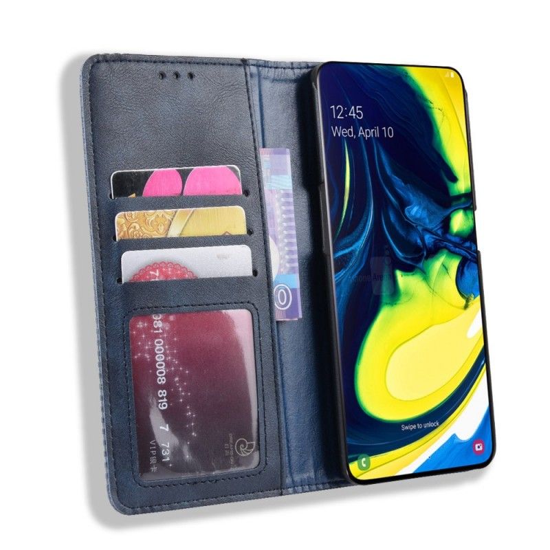 Flip Kotelot Samsung Galaxy A80 / A90 Punainen Musta Tyylitelty Tekonahka Suojakuori