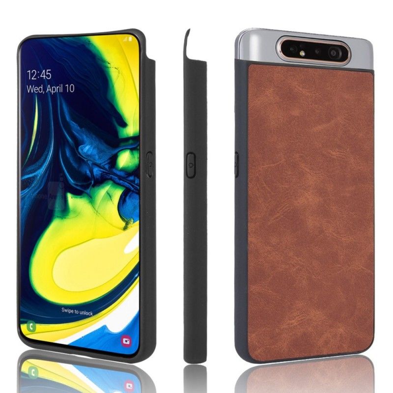 Kuori Samsung Galaxy A80 / A90 Musta Vintage-Tyylinen Nahkaefekti Suojakuori