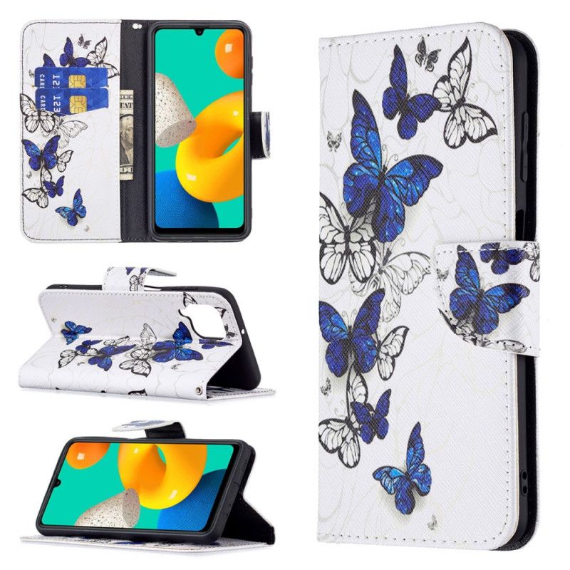 Flip Kotelot Samsung Galaxy M32 Butterflies Kings Suojakuori