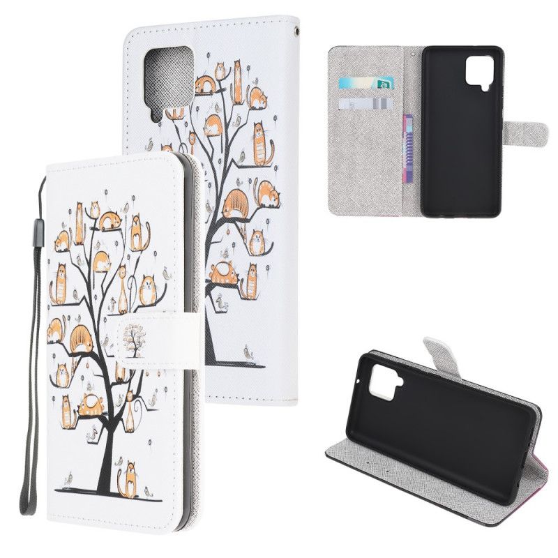 Flip Kotelot Samsung Galaxy M32 Funky Cats Strappy