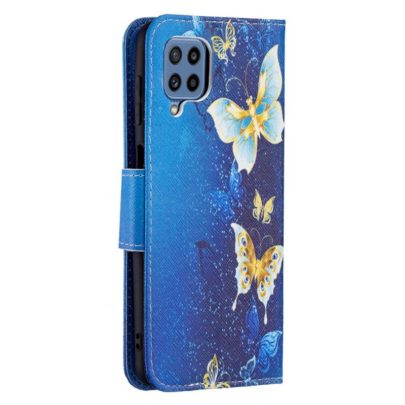 Flip Kotelot Samsung Galaxy M32 Golden Butterflies Suojakuori