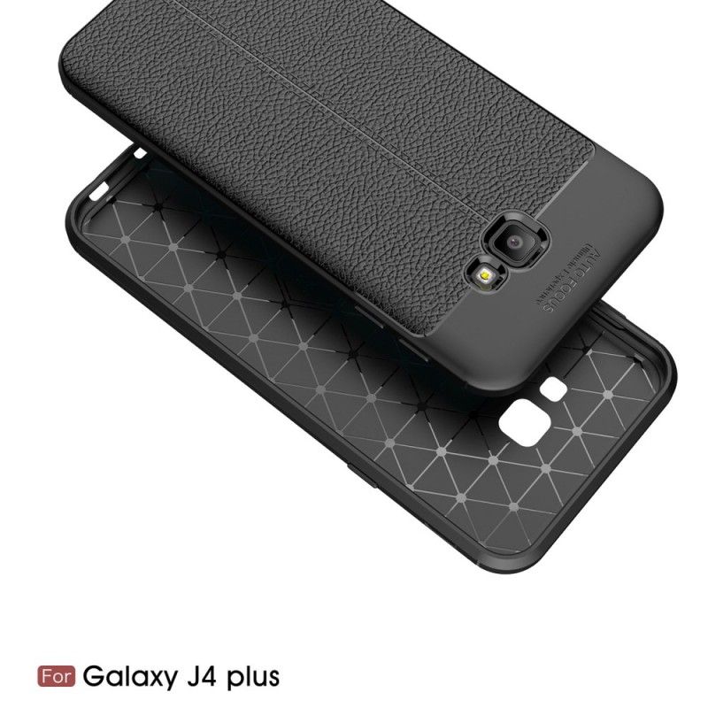 Case Kuoret Samsung Galaxy J4 Plus Harmaa Musta Puhelinkuoret Kaksilinjainen Litsi Nahkainen Vaikutus