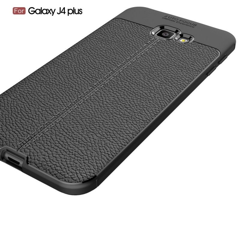 Case Kuoret Samsung Galaxy J4 Plus Harmaa Musta Puhelinkuoret Kaksilinjainen Litsi Nahkainen Vaikutus