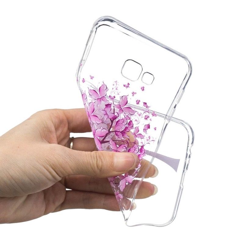 Case Kuoret Samsung Galaxy J4 Plus Puhelinkuoret Läpinäkyvä Perhospuu