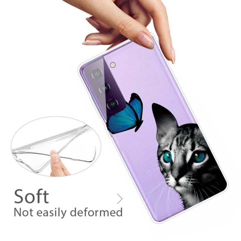 Case Kuoret Samsung Galaxy S21 Plus 5G Puhelinkuoret Kissa Ja Perhonen