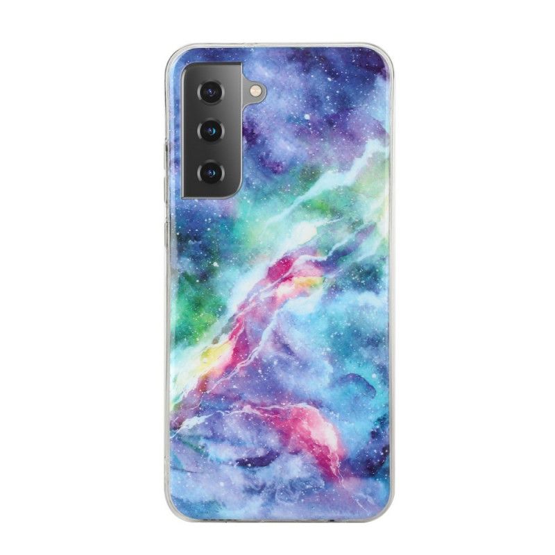 Case Kuoret Samsung Galaxy S21 Plus 5G Valkoinen Musta Puhelinkuoret Lumottu Marmori