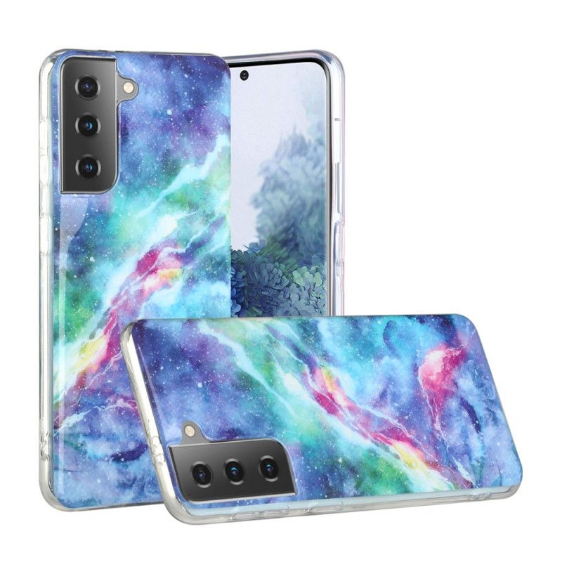 Case Kuoret Samsung Galaxy S21 Plus 5G Valkoinen Musta Puhelinkuoret Lumottu Marmori