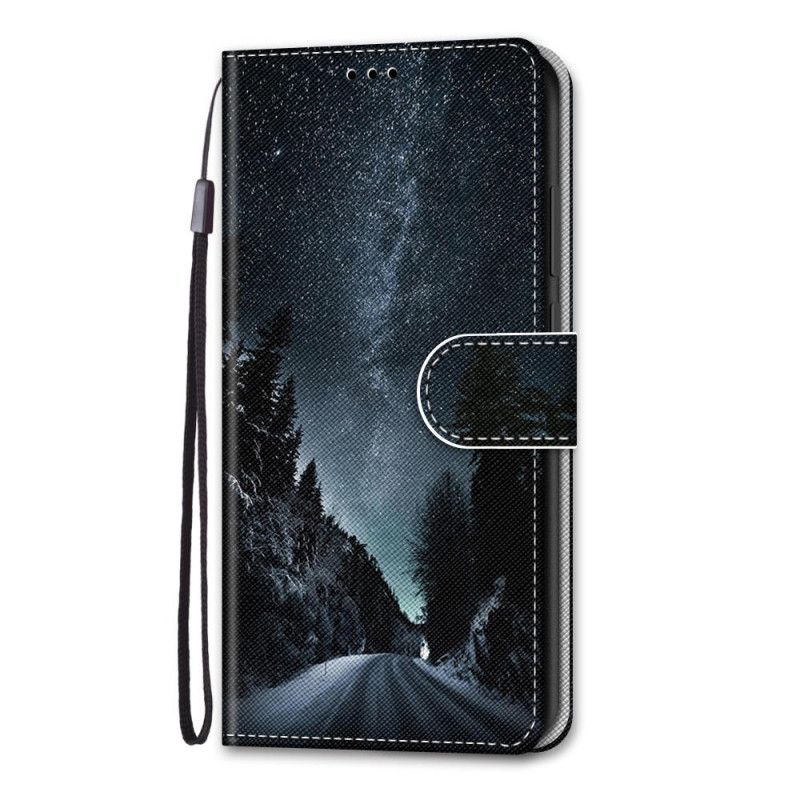 Flip Case Samsung Galaxy S21 Plus 5G Vaaleansininen Musta Salaperäinen Luonto