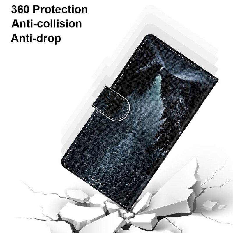 Flip Case Samsung Galaxy S21 Plus 5G Vaaleansininen Musta Salaperäinen Luonto