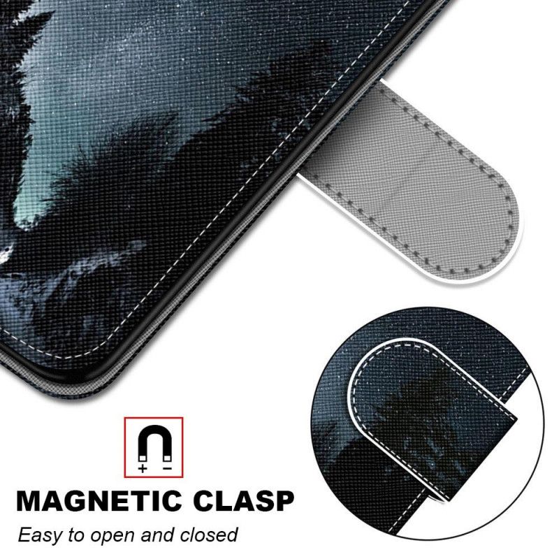 Flip Case Samsung Galaxy S21 Plus 5G Vaaleansininen Musta Salaperäinen Luonto