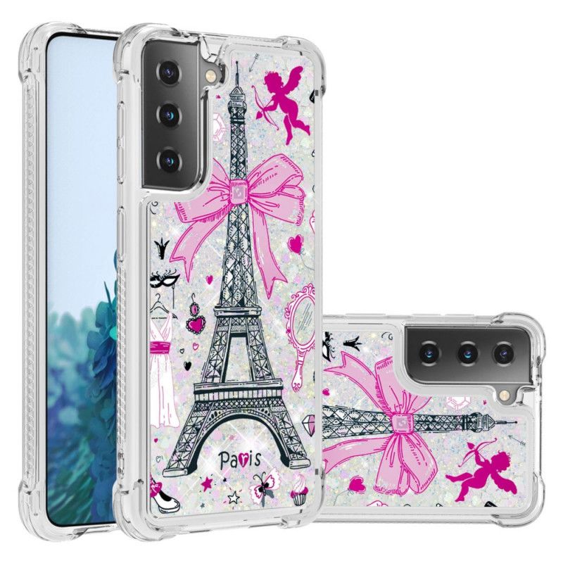 Kuori Samsung Galaxy S21 Plus 5G Eiffel-Tornin Kimallus Suojakuori