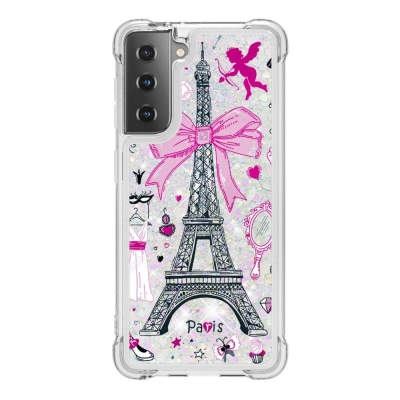 Kuori Samsung Galaxy S21 Plus 5G Eiffel-Tornin Kimallus Suojakuori