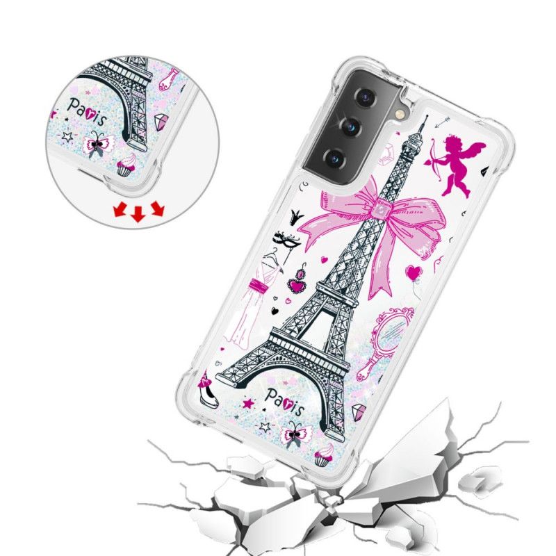 Kuori Samsung Galaxy S21 Plus 5G Eiffel-Tornin Kimallus Suojakuori