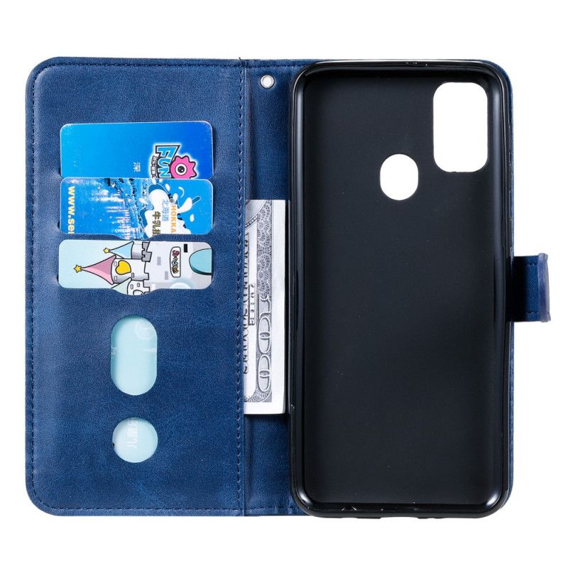 Flip Case Samsung Galaxy M21 Punainen Musta Vintage-Kukkaro