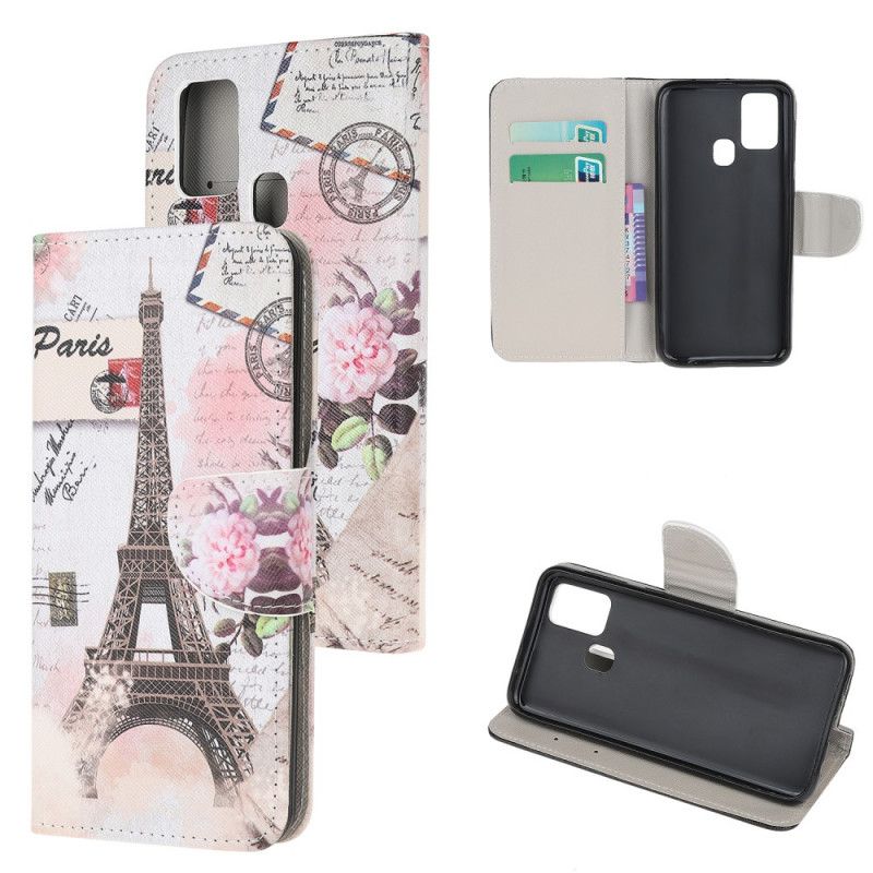 Flip Case Samsung Galaxy M21 Retro Eiffel-Torni