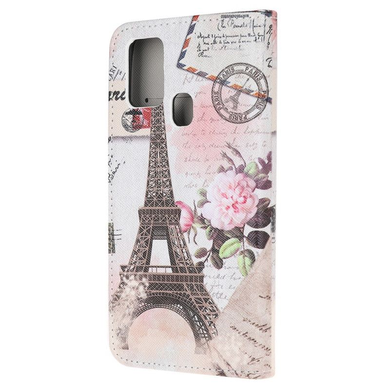 Flip Case Samsung Galaxy M21 Retro Eiffel-Torni