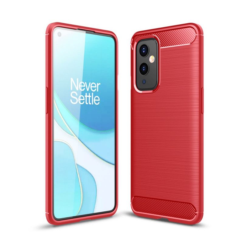 Kuori OnePlus 9 Punainen Musta Harjattu Hiilikuitu