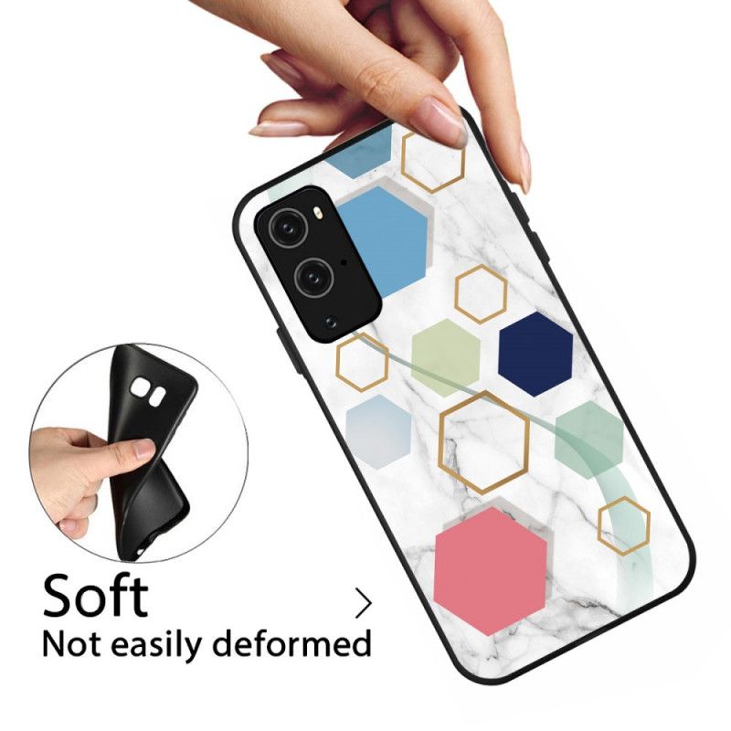 Kuori OnePlus 9 Valkoinen Musta Marmorivärinen Geometria